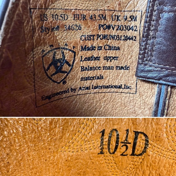 Ariat Brown Leather Western Cowboy Boots Men’s 10.5D Roper Ranch Boots - Picture 8 of 14